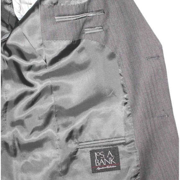 Jos A Bank Gray Wool Herringbone 2 Button Blazer Sport Coat Jacket Mens Size 43L - Picture 8 of 9